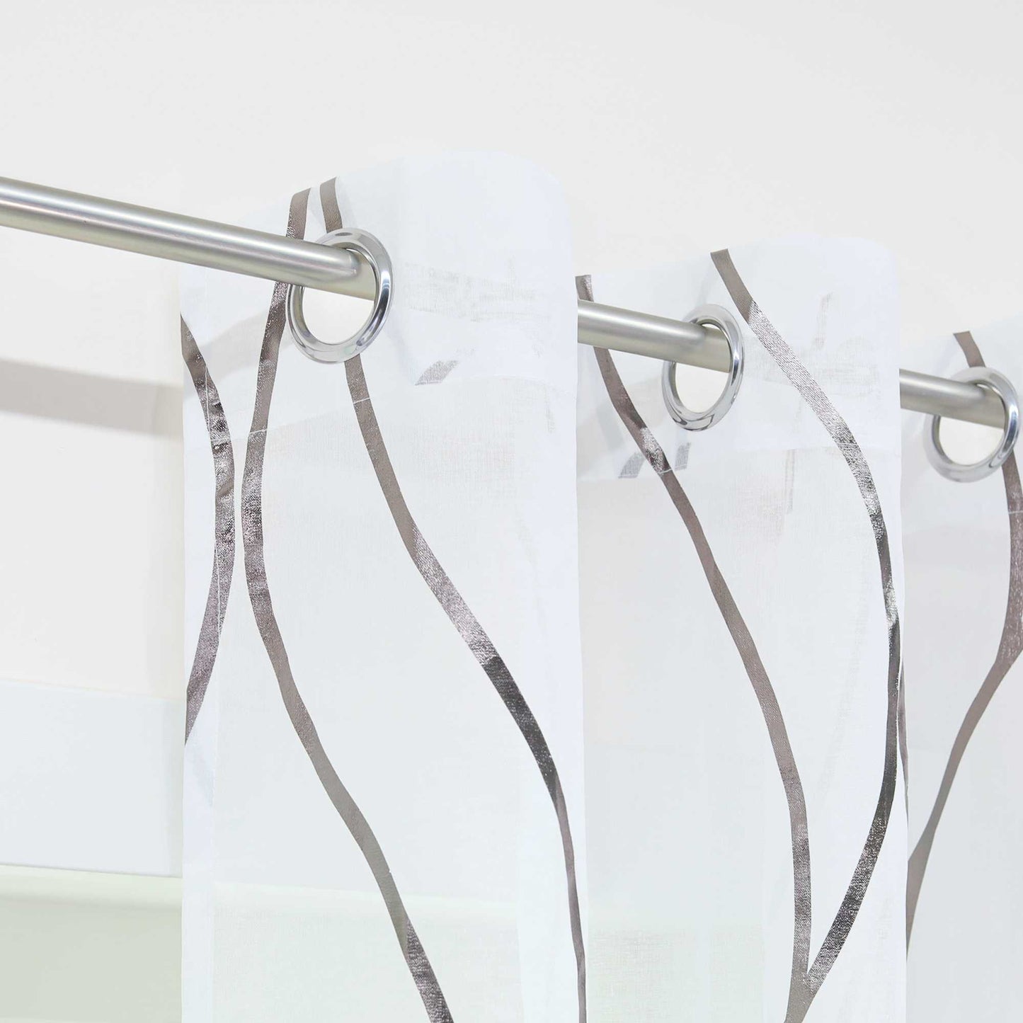 Transparenter Vorhang Ösenschal mit Wellenmuster lichtdurchlässig - Joyswahl