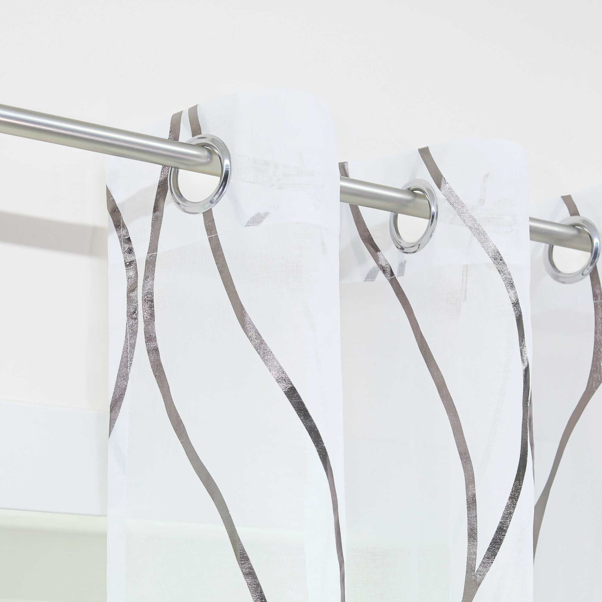 Transparenter Vorhang Ösenschal mit Wellenmuster lichtdurchlässig - Joyswahl