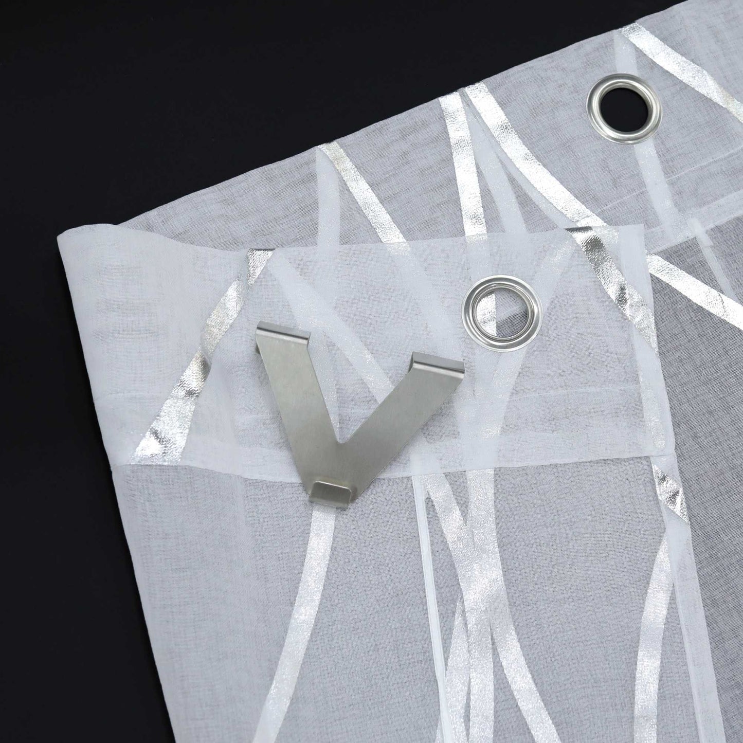 Rollos mit Ösen Gardinen Küche Raffgardinen Transparent Ösenrollo Vorhänge Mit Wellen-Druck Modern Voile 1 Stück - Joyswahl