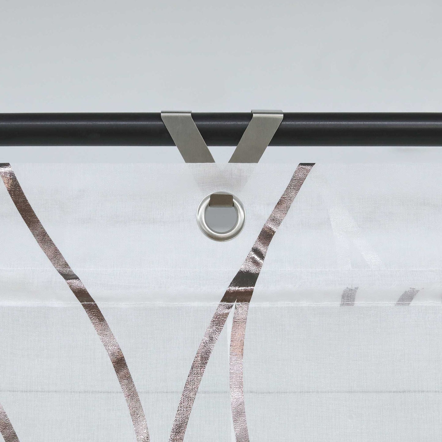 Rollos mit Ösen Gardinen Küche Raffgardinen Transparent Ösenrollo Vorhänge Mit Wellen-Druck Modern Voile 1 Stück - Joyswahl