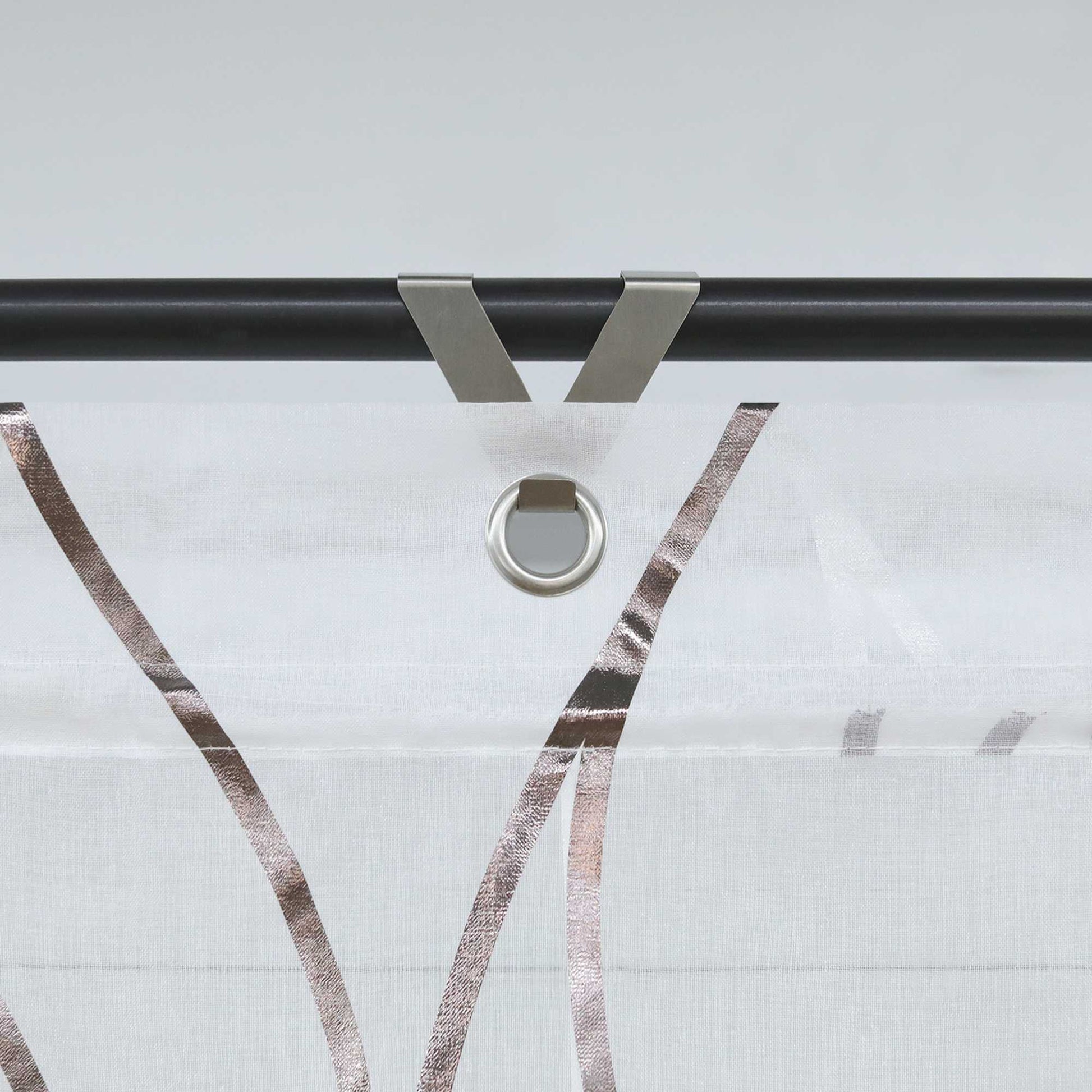 Rollos mit Ösen Gardinen Küche Raffgardinen Transparent Ösenrollo Vorhänge Mit Wellen-Druck Modern Voile 1 Stück - Joyswahl