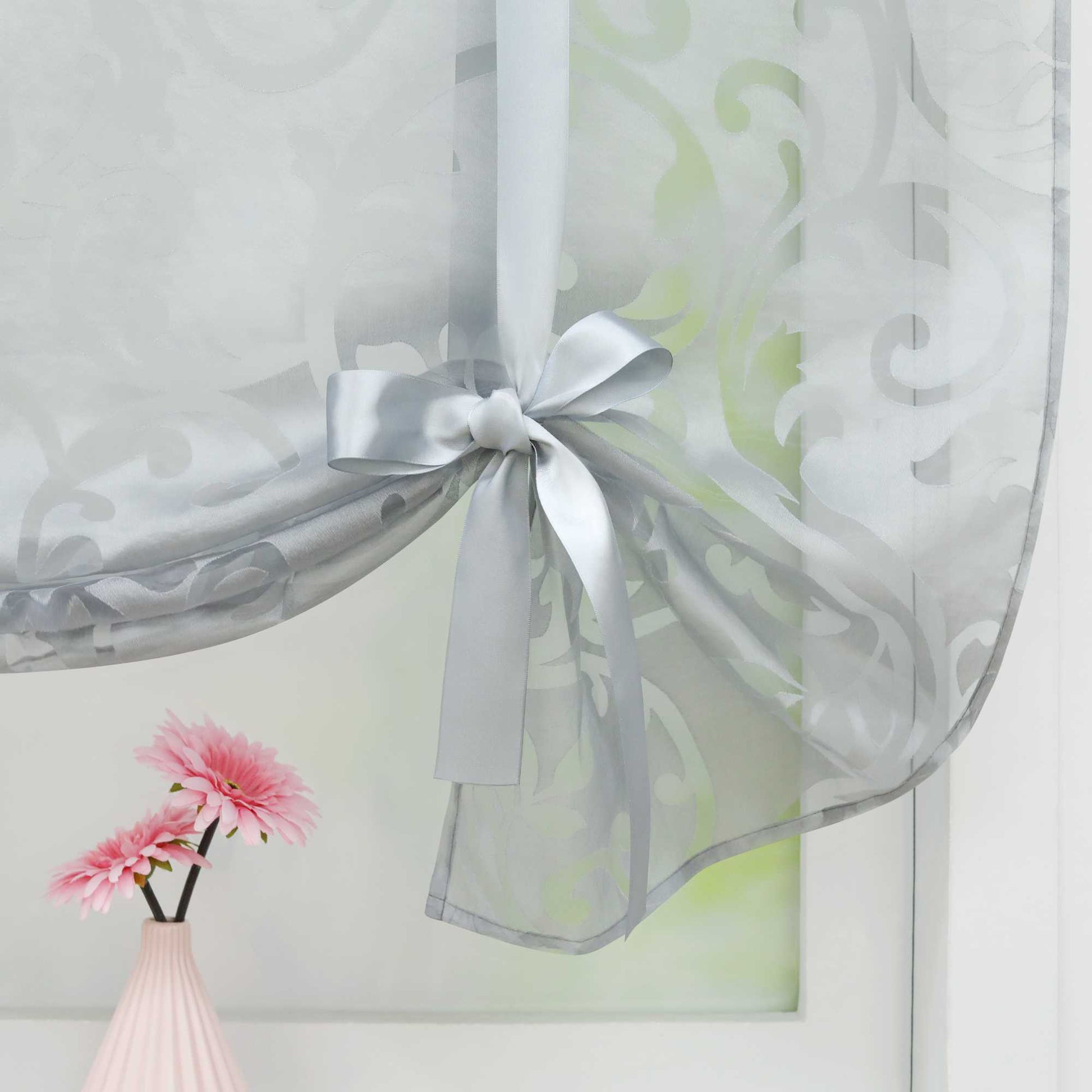 Raffrollo durch Tunnelzug romantische Rollo mit floralem Muster transparentes Vorhang für Wohnzimmerfenster 1 Stück - Joyswahl