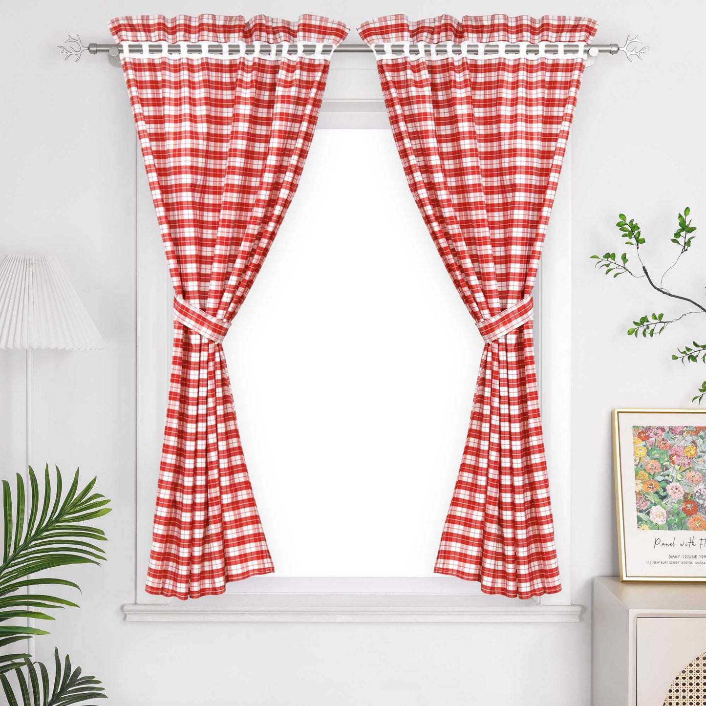 Modern Scheibengardinen im Landhausstil & Vintage mit karomuster 2er Set - Joyswahl