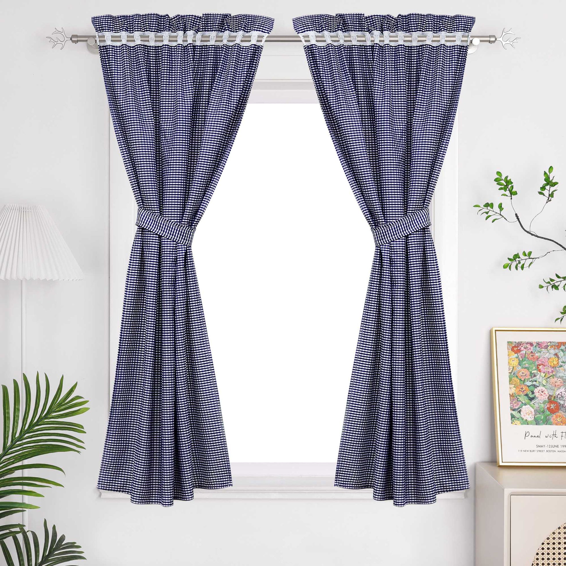 Modern Scheibengardinen im Landhausstil & Vintage mit karomuster 2er Set - Joyswahl