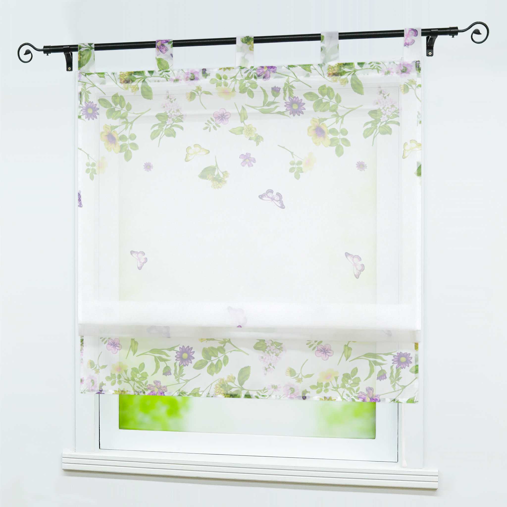 Rollo mit Schlaufen mit Schmetterling Muster Transparent